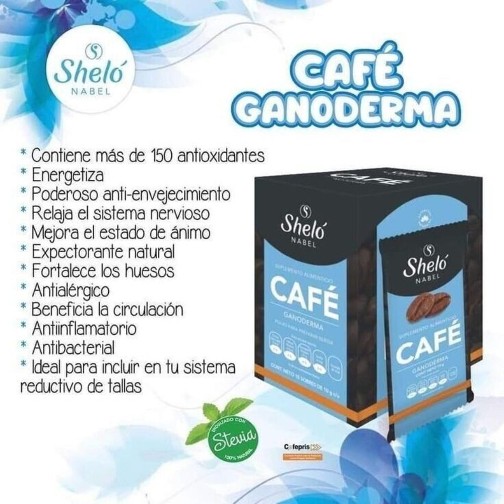 SHELO NABEL CAFE GANODERMA COFFEE ☕️ 15 BAGS 10g Each NEW SEALED ANTIOXIDANTES